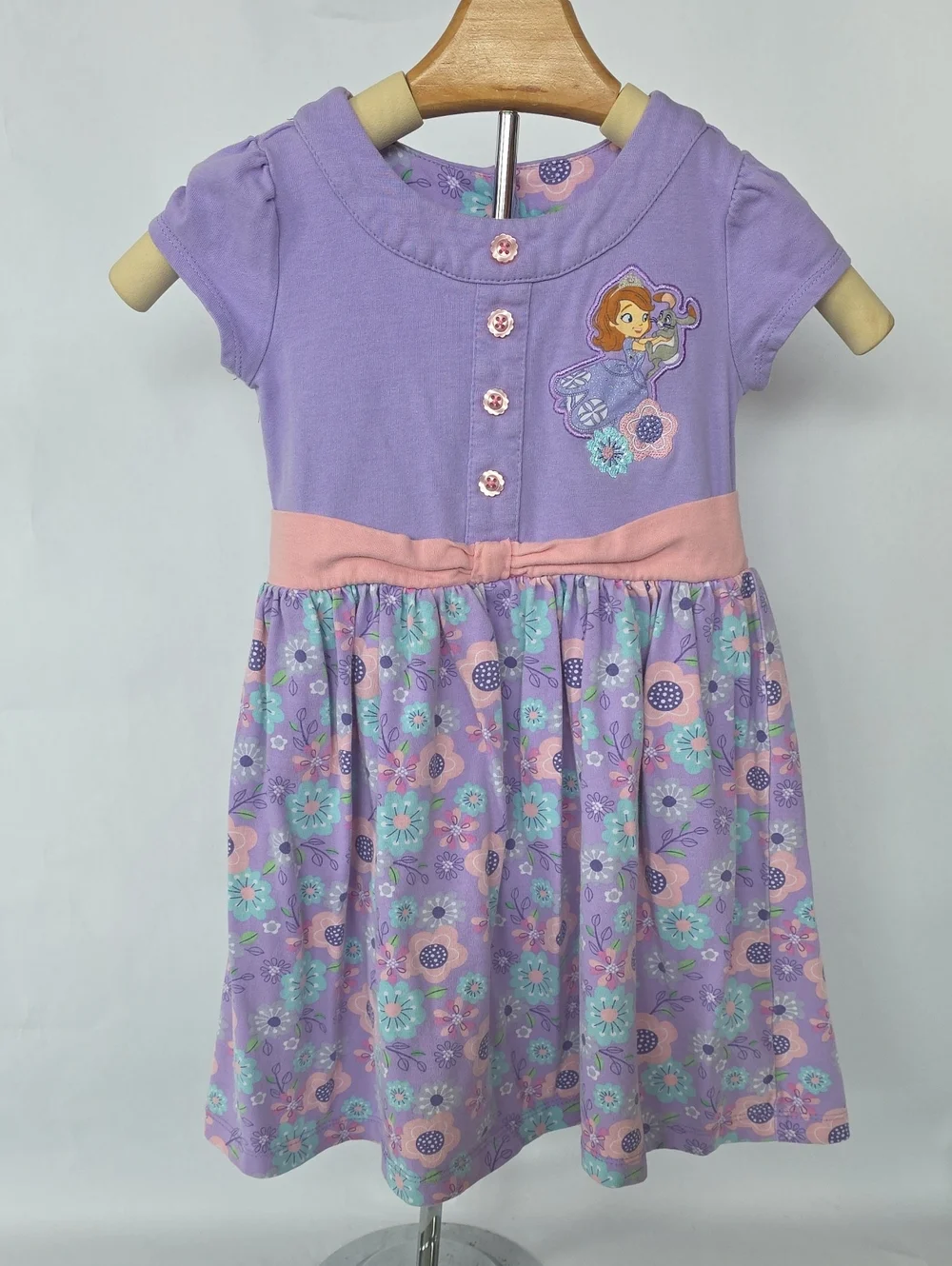 Disney's Sofia The First Purple and Pink Floral Dress with Character Patch